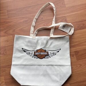 Harley-Davidson White Canvas Tote with Logo